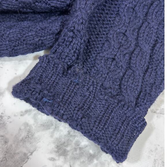 VTG L.L. Bean Me Cable Knit Sweater LT Blue 100% Wool Fisherman Cottage Ireland - Picture 9 of 10